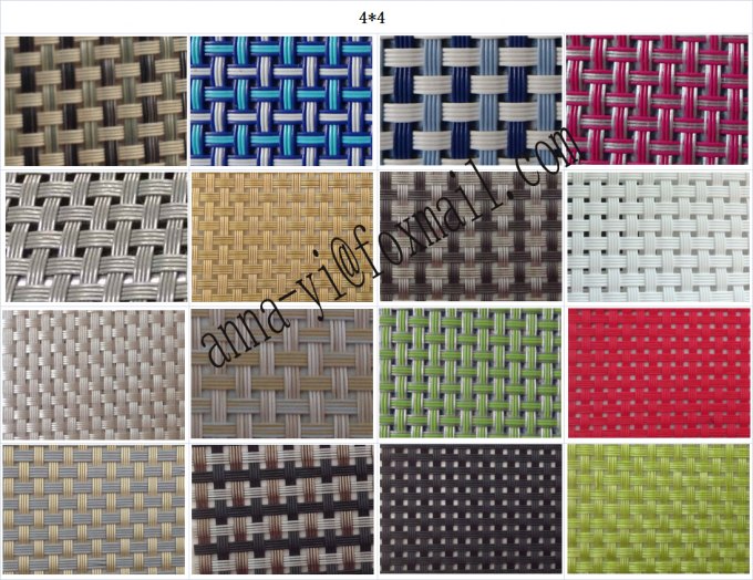 rattan color Textilene 60'' W Outdoor Solar PVC Coated Poly UV Fabric 4X4 wires woven