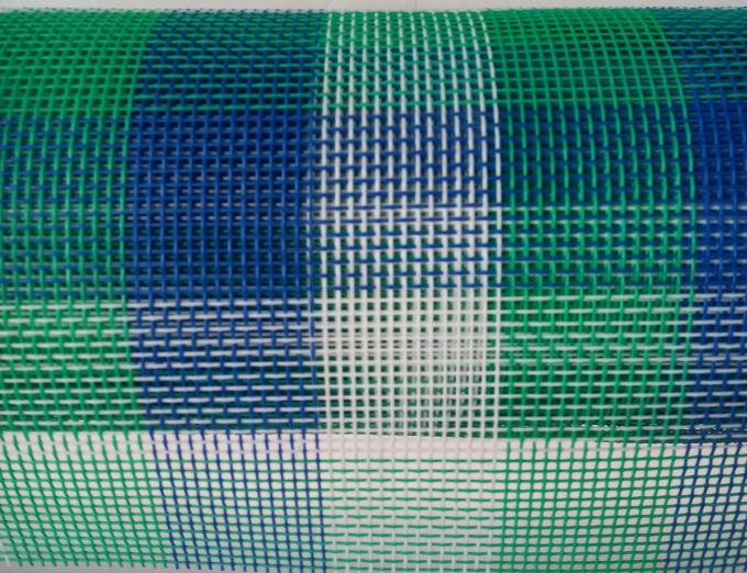 Blue color Textilene is PVC Coated Polyester Mesh fabric for use in outdoor Venues