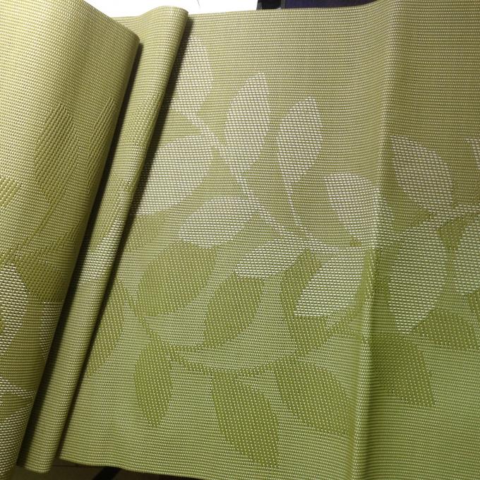 Beautiful Green color leaves style Jacquard weave TEXTILENE mesh fabric in double side 0