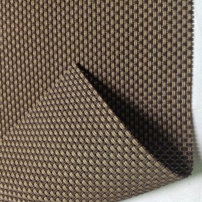 Brown Color Textilene Mesh Fabric 2x2 Weave Patio Furniture Fabrics Supplier 0