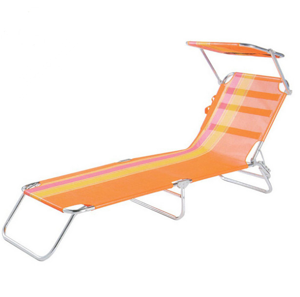 outdoor Sun Lounger Folding Flat Aluminium Garden Sun Bed with sunshade  Couch Recliner 3