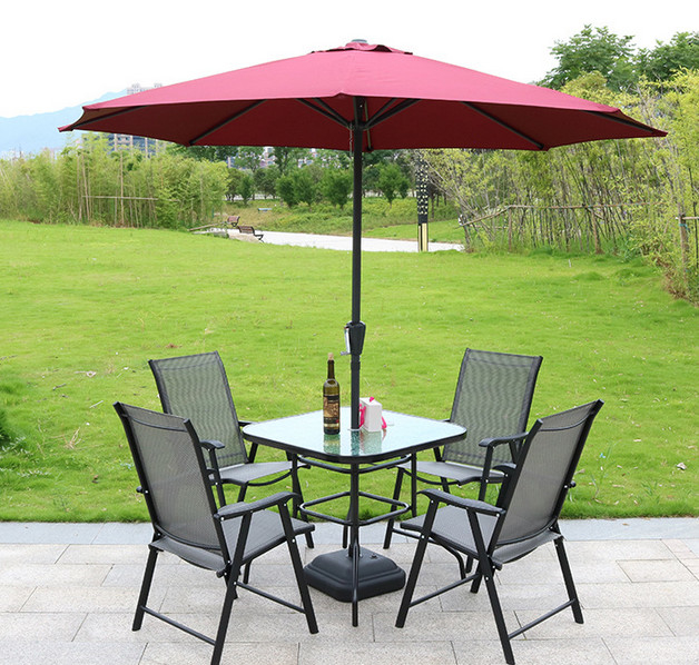 Summer Garden Furniture Table and Chairs Set with Parasol Sun Shade 1