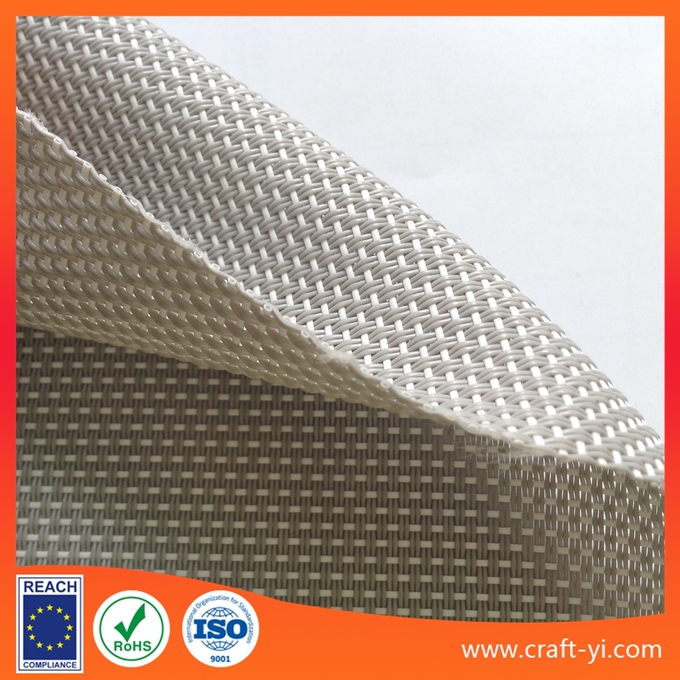 creamy white textilene mesh fabric Outdoor 2X1 weave Anti-UV fabric waterproof