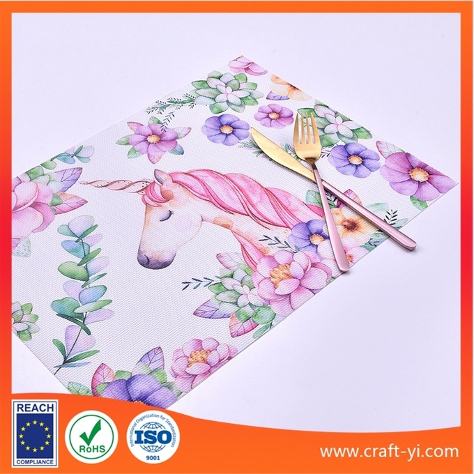 Table Decoration with printing Textilene Place Mat 300 x450 mm Washable Table Mats , Heat Resistant PVC woven table mat 0