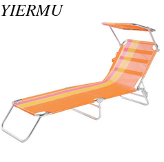 China outdoor Sun Lounger Folding Flat Aluminium Garden Sun Bed with sunshade  Couch Recliner supplier