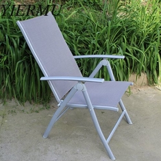 China outdoor iron sling textilene mesh fabric folding arm chair also as bed supplier