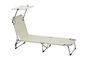 outdoor Sun Lounger Folding Flat Aluminium Garden Sun Bed with sunshade  Couch Recliner supplier