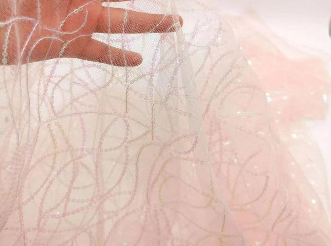 Shiny piece of gauze fabrics wedding dress embroidery fabrics 4