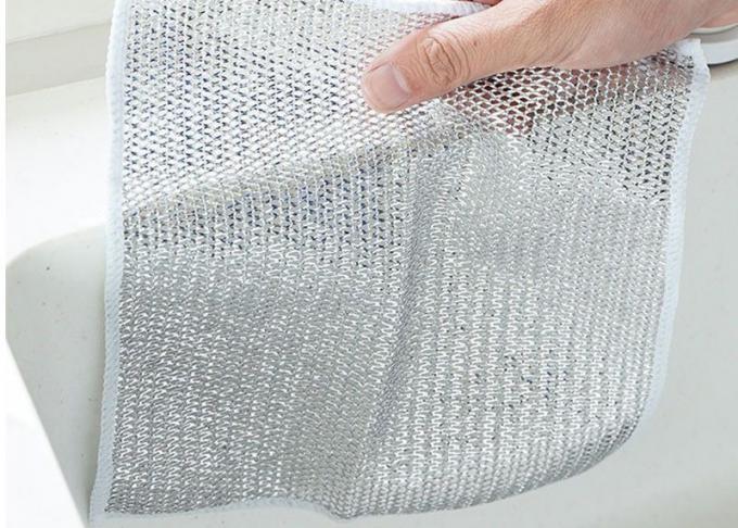 Double mesh cleaning cloth net fabric in sliver color silk screen printing mesh fabric 1